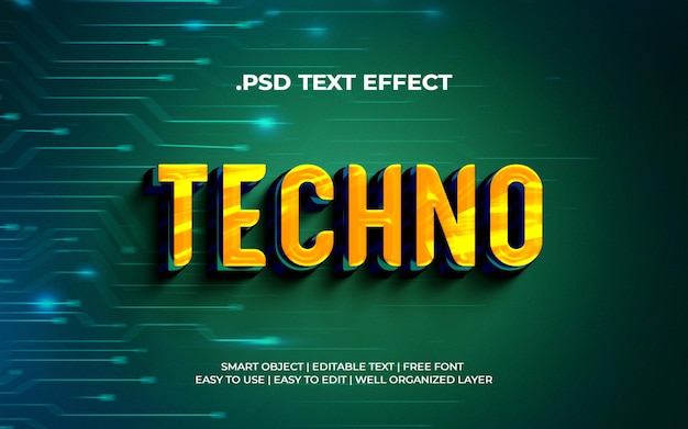 Psd text effects techno