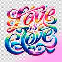 PSD psd text love is love rainbow colors lgbt on a transparent background