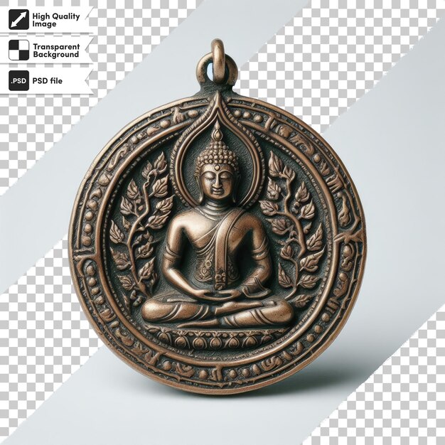 PSD psd thai religious amulet of a small buddha with magical properties on transparent background with e