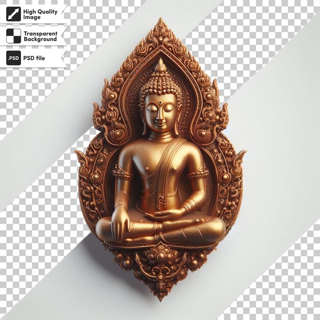 PSD psd thai religious amulet of a small buddha with magical properties on transparent background with e