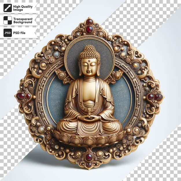 PSD psd thai religious amulet of a small buddha with magical properties on transparent background with e