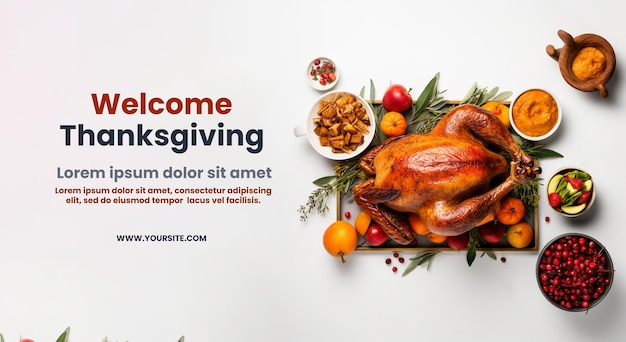 Psd thanksgiving banner poster cibo zucca autunno