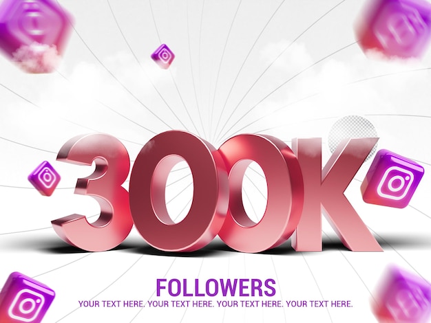 psd thank you 10k followers with editable 3d text style effect
