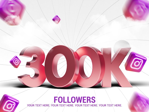 Psd thank you 10k followers with editable 3d text style effect