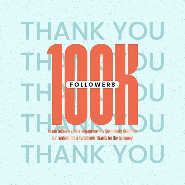 Psd спасибо за 100 тысяч подписчиков дизайн типографии для социальных сетей instagram post