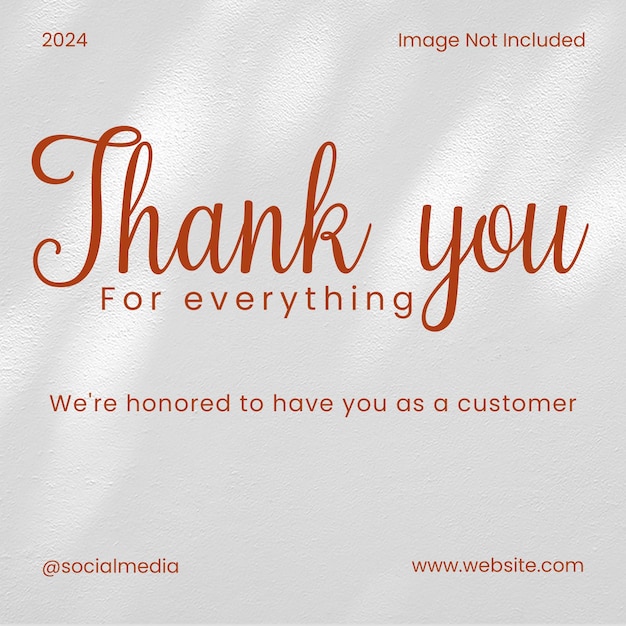 psd thank you lettering design for social media and instagram post template