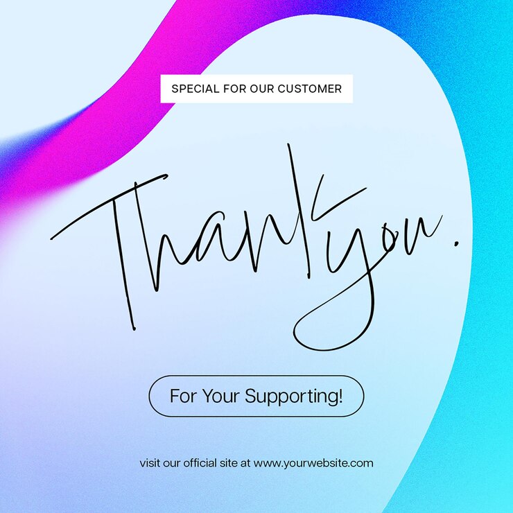PSD psd thank you lettering typography design concept for social media and instagram post