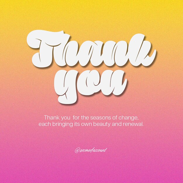 PSD psd thank you lettering typography design for social media and instagram post template