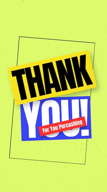 PSD Thank You Lettering Typography Design voor sociale media en Instagram Story Template