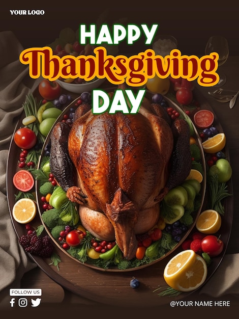 Psd thanksgiving poster sjabloon ontwerp