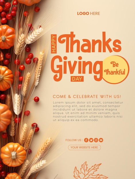 PSD psd thanksgiving template design thanksgiving flyer autumn poster design template