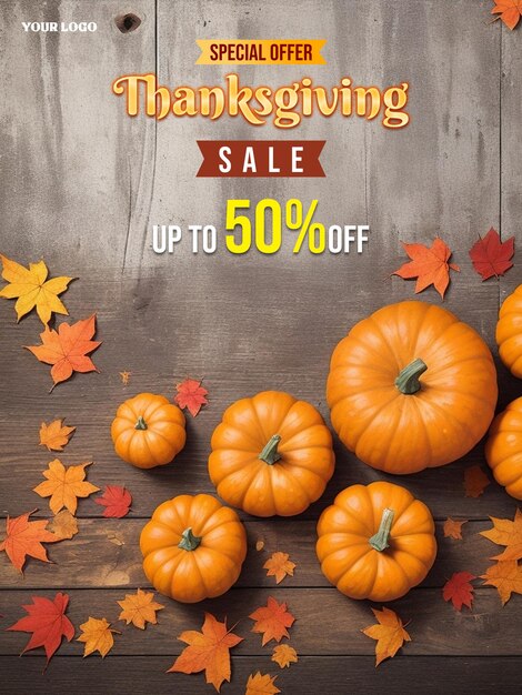 PSD psd thanksgiving vertical sale poster template