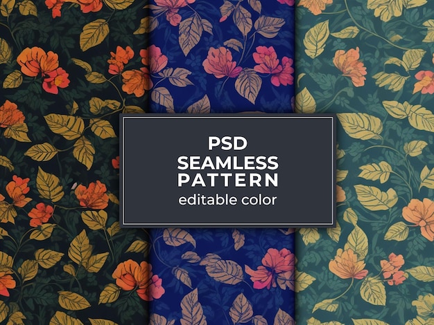 PSD psd the beautiful seamless pattern set of flower arrangement editable colors