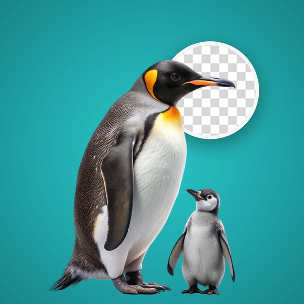PSD Королевский пингвин на прозрачном фоне с редактируемым слоем маски