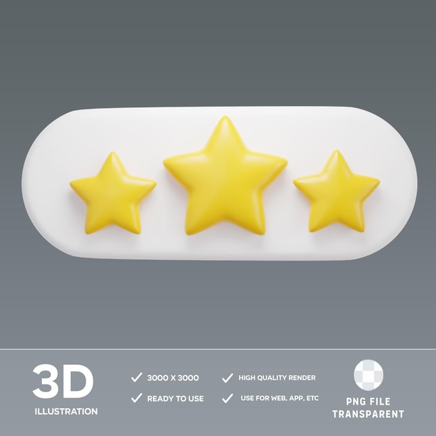 PSD 3 スター 評価 3D イラスト