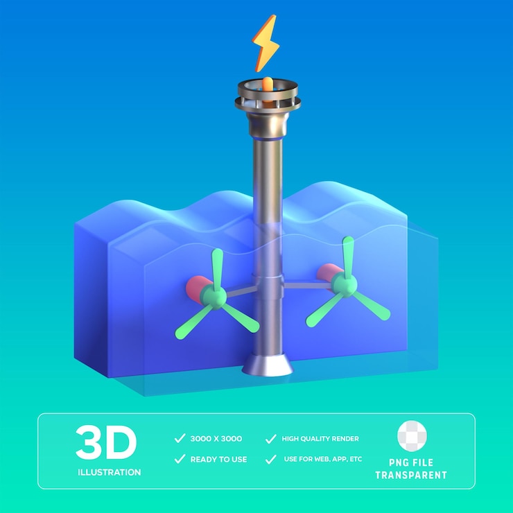 PSD psd tidalenergy 3d illustration