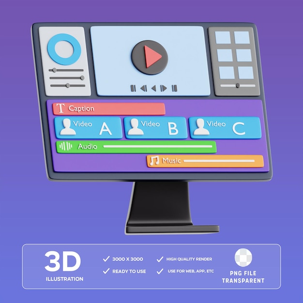 PSD-tijdlijn bewerken 3D-illustratie