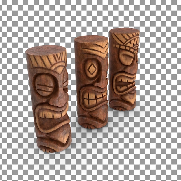 PSD psd tiki symbols on isolated and transparent background