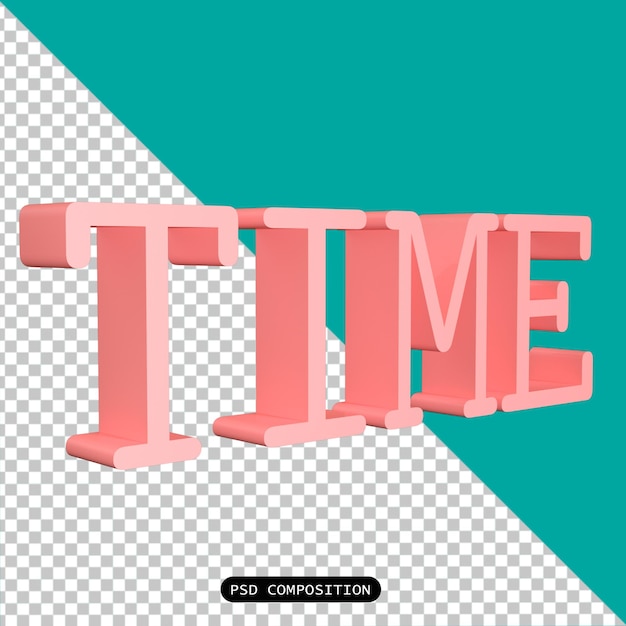 PSD psd time 3d icona tipografica isolata 3d rendering illustrazione