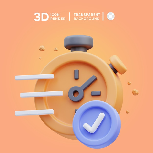 PSD illustrazione 3d approvata dal timer psd