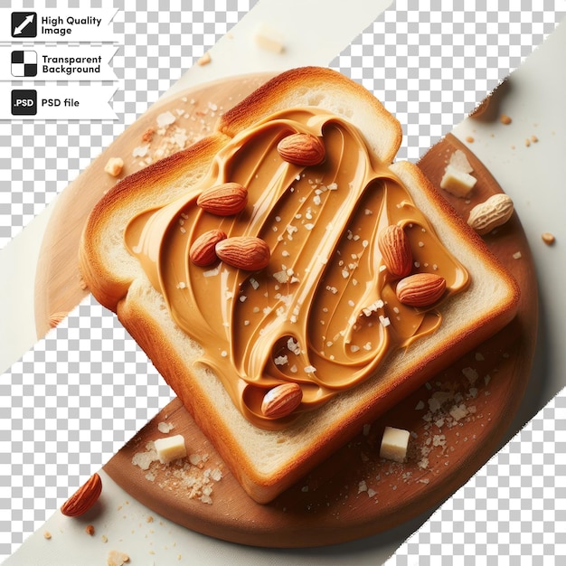 PSD 透明な背景にピーナッツバターを塗った psd トースト 編集可能なマスクレイヤー