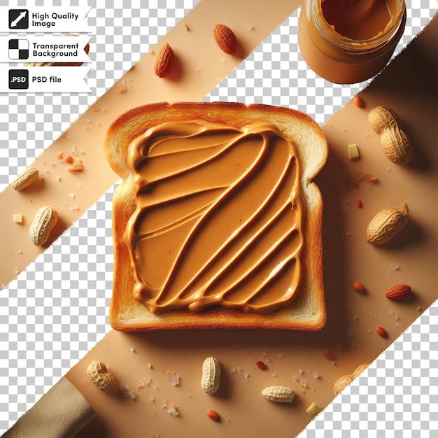 PSD psd toast with peanut butter on transparent background with editable mask layer