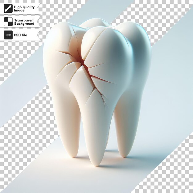 PSD Псд зуб, разрушенный кариесом на прозрачном фоне с редактируемым слоем маски