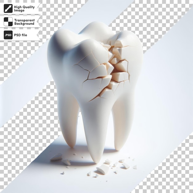 PSD psd tooth destroyed by caries on transparent background with editable mask layer