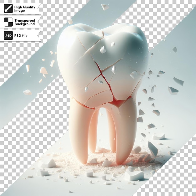 PSD psd tooth destroyed by caries on transparent background with editable mask layer