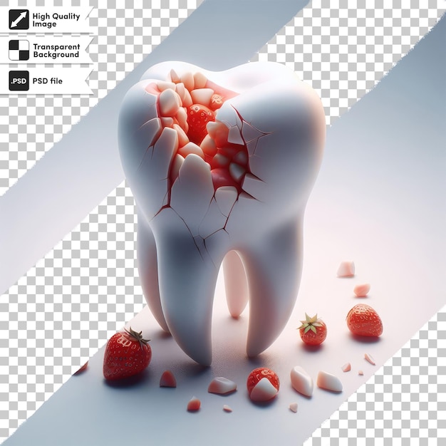 PSD psd tooth destroyed by caries on transparent background with editable mask layer