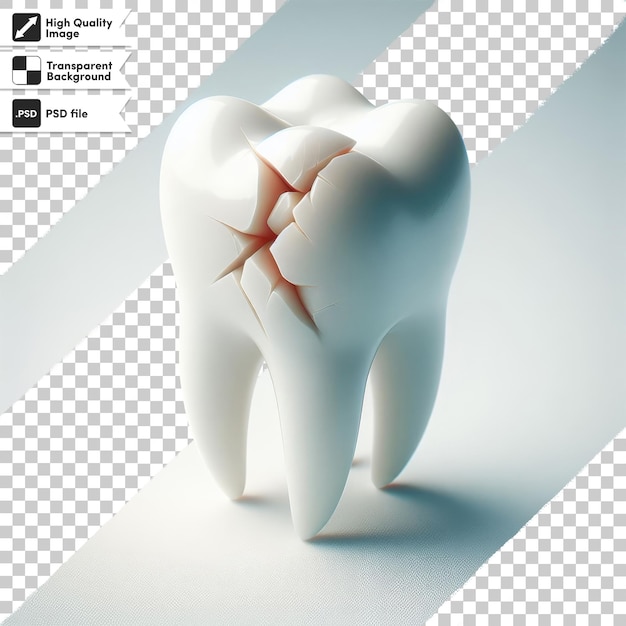 Psd tooth destroyed by caries on transparent background with editable mask layer