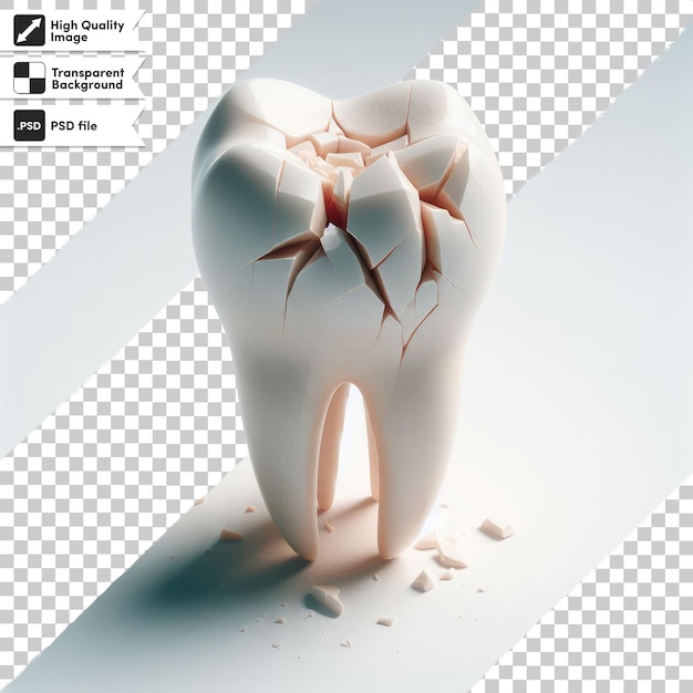 PSD psd tooth destroyed by caries on transparent background with editable mask layer