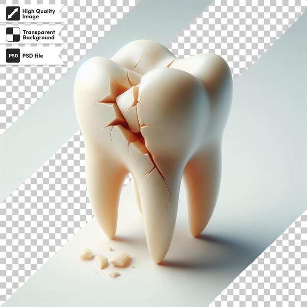 PSD psd tooth destroyed by caries on transparent background with editable mask layer