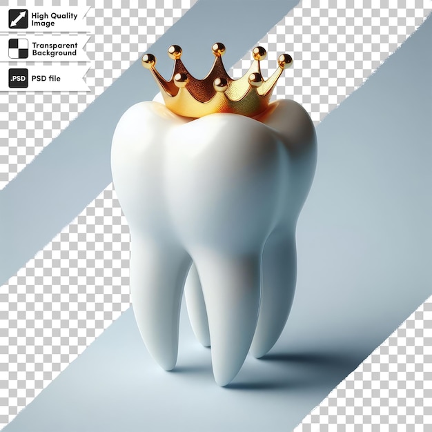 PSD psd tooth with golden crown on transparent background