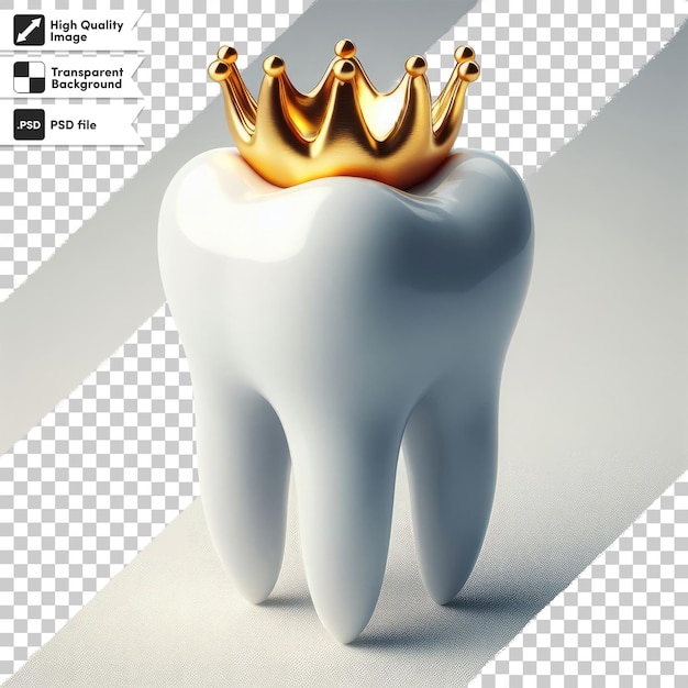 PSD psd tooth with golden crown on transparent background