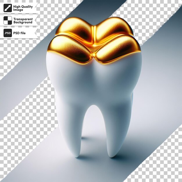 PSD psd tooth with golden crown on transparent background