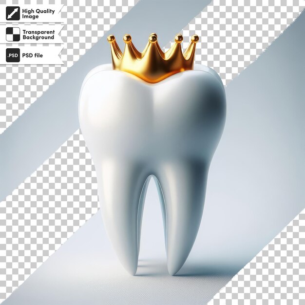 PSD psd tooth with golden crown on transparent background