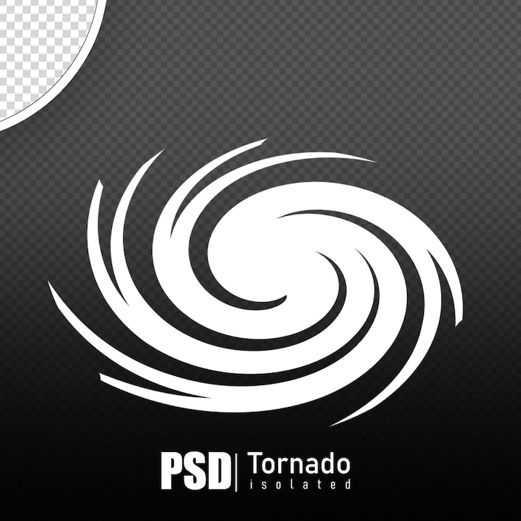 PSD psd トルネード 孤立した 3d レンダーは背景なしで現実的です