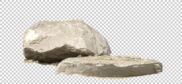 PSD 투명 배경 3d 그림에 거친 바위 베이지색 풍경 컷아웃
