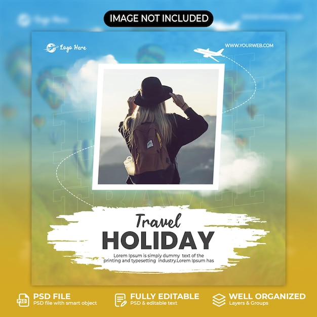 PSD psd tour and travel instagram post or social media post web banner template