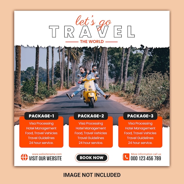 PSD psd tour e viaggio instagram post o social media post web banner template