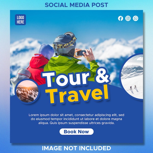 Шаблоны постов в социальных сетях для путешествий psd