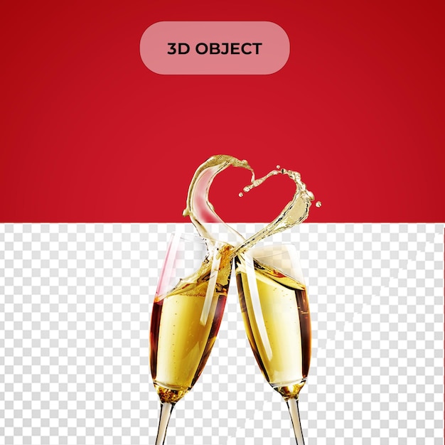 PSD Tow Clear Wine Glass PNG Transparent Background