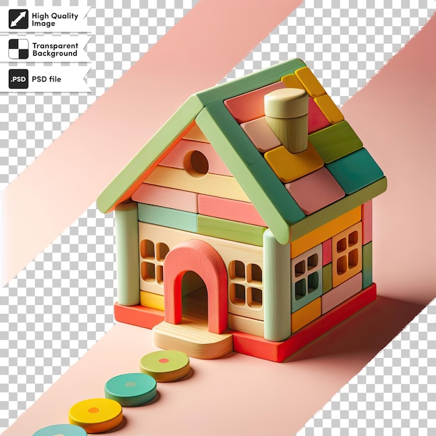 PSD Дом-игрушка psd с крышей на прозрачном фоне