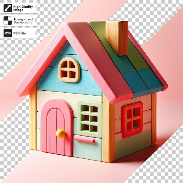 PSD Дом-игрушка psd с крышей на прозрачном фоне