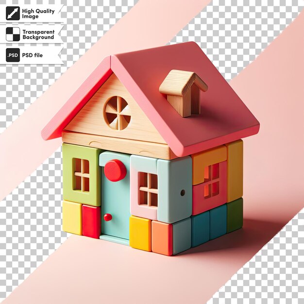 Psd toy house with roof on transparent background