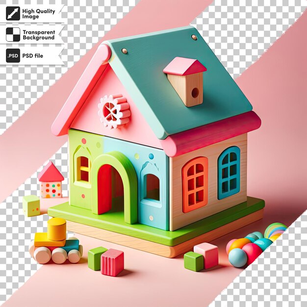 PSD psd toy house with roof on transparent background