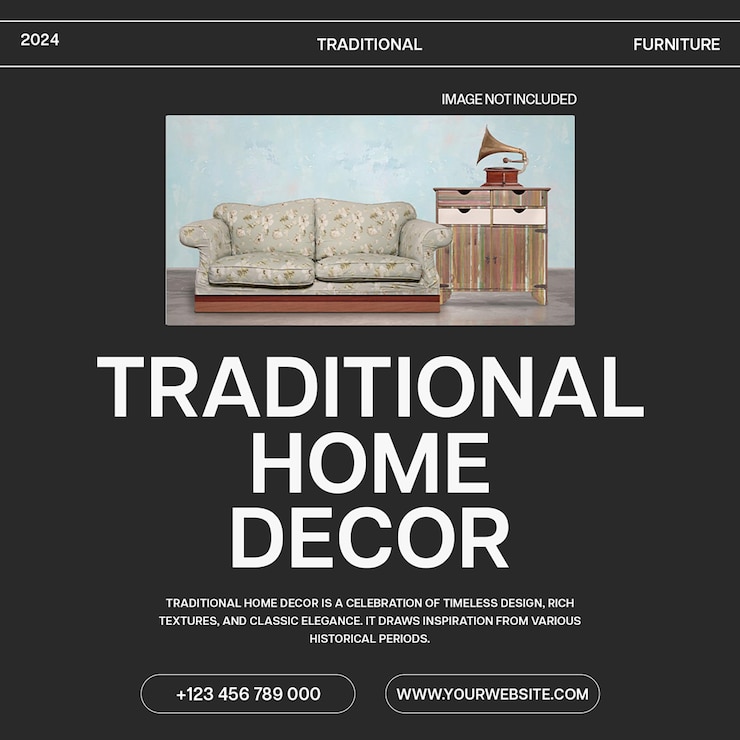 PSD psd traditional home decor furniture design for social media and instagram post template