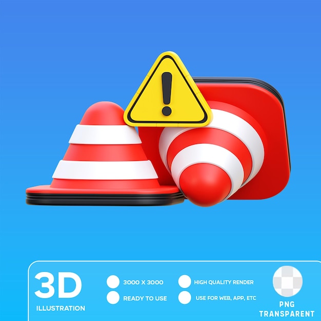 PSD psd traffic cone 3d illustration