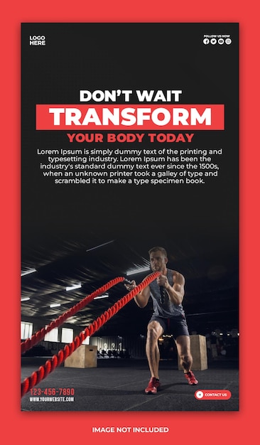 PSD psd transform your body and gym facebook and instagram story template